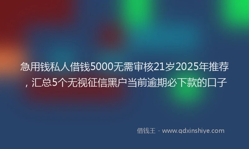 急用钱私人借钱5000无需审核21岁2025年推荐，汇总5个无视征信黑户当前逾期必下款的口子