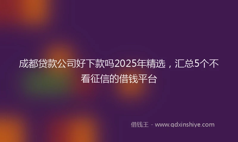 成都贷款公司好下款吗2025年精选，汇总5个不看征信的借钱平台