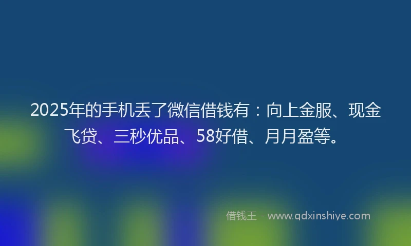 2025年的手机丢了微信借钱有：向上金服、现金飞贷、三秒优品、58好借、月月盈等。