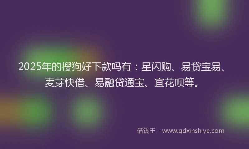 2025年的搜狗好下款吗有：星闪购、易贷宝易、麦芽快借、易融贷通宝、宜花呗等。