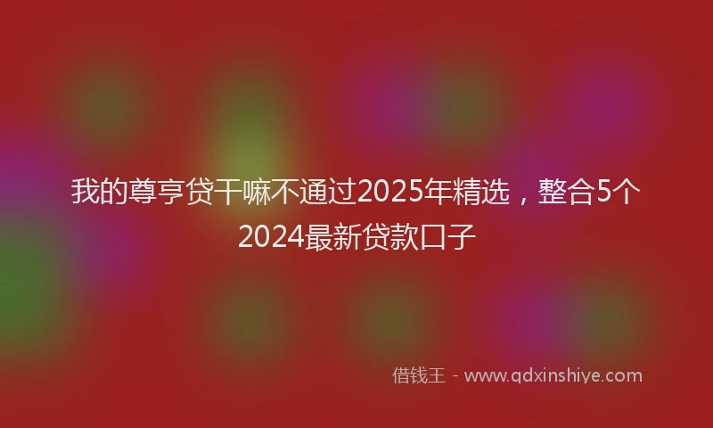 我的尊亨贷干嘛不通过2025年精选，整合5个2024最新贷款口子