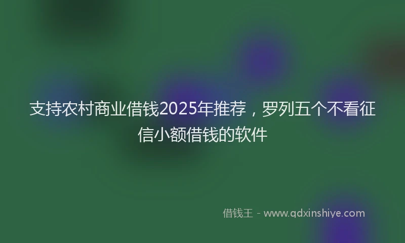 支持农村商业借钱2025年推荐，罗列五个不看征信小额借钱的软件