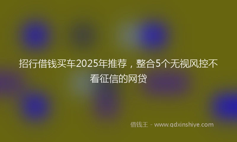 招行借钱买车2025年推荐，整合5个无视风控不看征信的网贷
