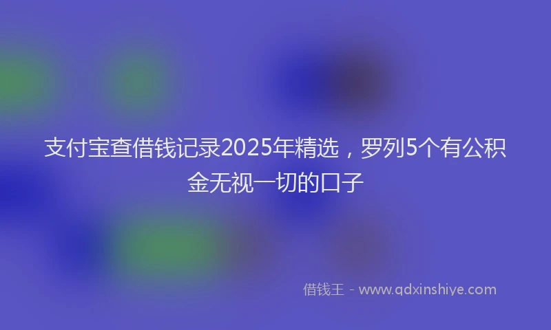 支付宝查借钱记录2025年精选，罗列5个有公积金无视一切的口子