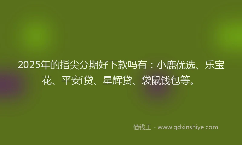 2025年的指尖分期好下款吗有：小鹿优选、乐宝花、平安i贷、星辉贷、袋鼠钱包等。