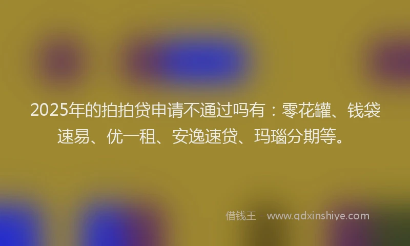 2025年的拍拍贷申请不通过吗有：零花罐、钱袋速易、优一租、安逸速贷、玛瑙分期等。