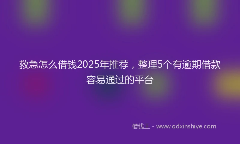救急怎么借钱2025年推荐，整理5个有逾期借款容易通过的平台