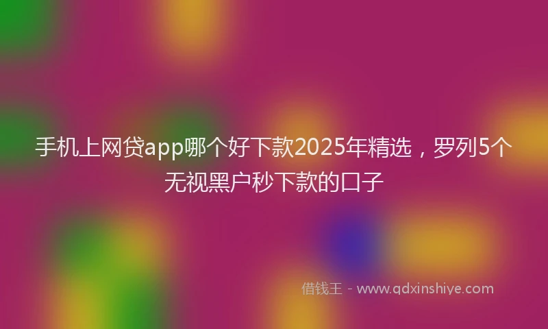 手机上网贷app哪个好下款2025年精选，罗列5个无视黑户秒下款的口子