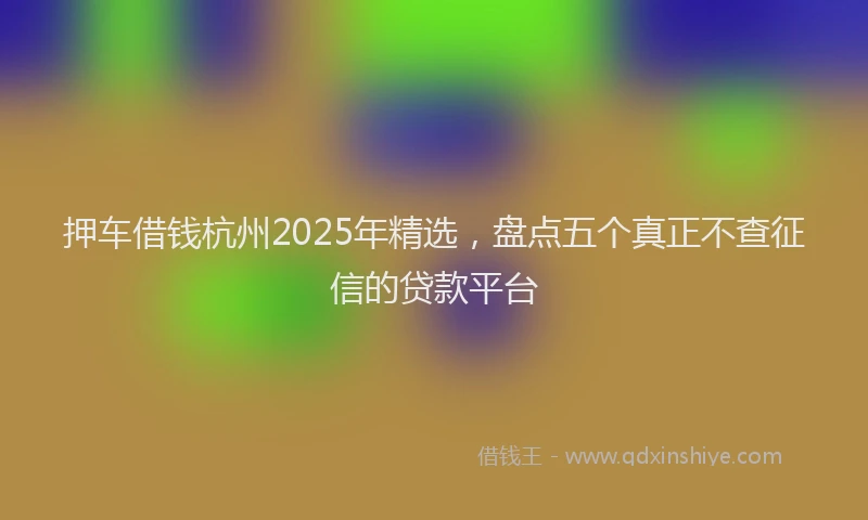 押车借钱杭州2025年精选，盘点五个真正不查征信的贷款平台