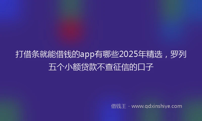 打借条就能借钱的app有哪些2025年精选，罗列五个小额贷款不查征信的口子