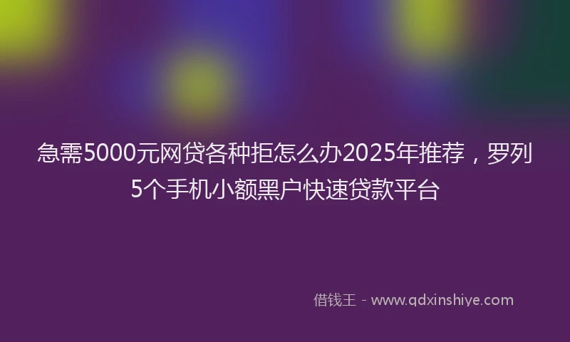 急需5000元网贷各种拒怎么办2025年推荐，罗列5个手机小额黑户快速贷款平台