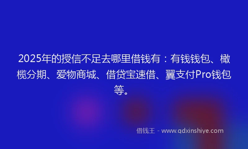 2025年的授信不足去哪里借钱有：有钱钱包、橄榄分期、爱物商城、借贷宝速借、翼支付Pro钱包等。