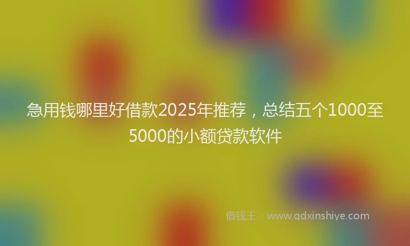 急用钱哪里好借款2025年推荐，总结五个1000至5000的小额贷款软件
