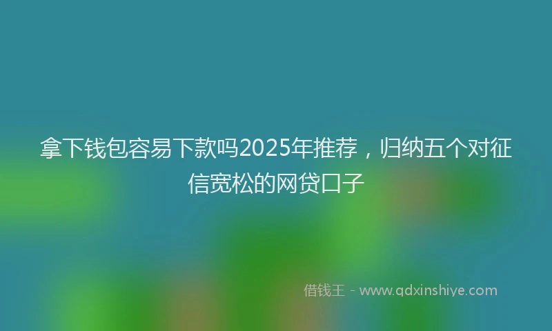 拿下钱包容易下款吗2025年推荐，归纳五个对征信宽松的网贷口子