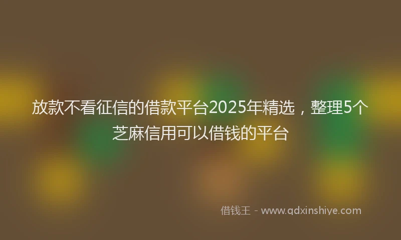 放款不看征信的借款平台2025年精选，整理5个芝麻信用可以借钱的平台