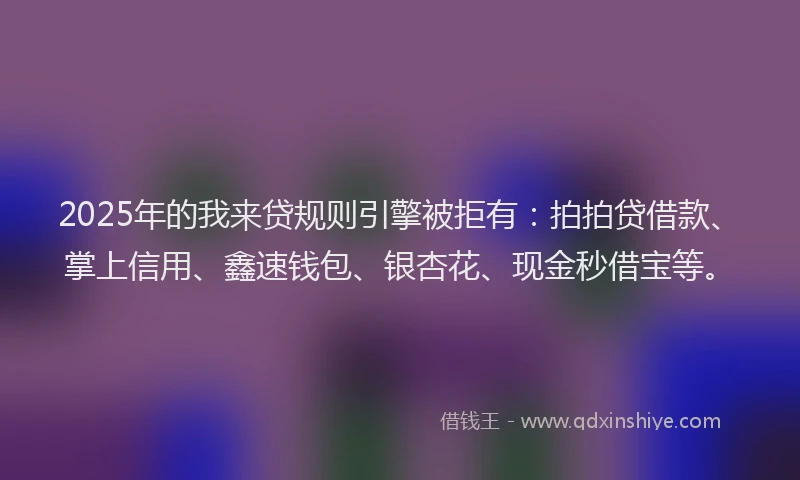 2025年的我来贷规则引擎被拒有：拍拍贷借款、掌上信用、鑫速钱包、银杏花、现金秒借宝等。