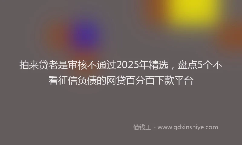 拍来贷老是审核不通过2025年精选，盘点5个不看征信负债的网贷百分百下款平台