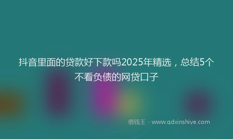 抖音里面的贷款好下款吗2025年精选，总结5个不看负债的网贷口子