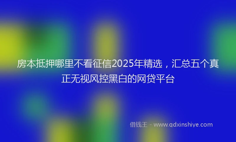 房本抵押哪里不看征信2025年精选，汇总五个真正无视风控黑白的网贷平台