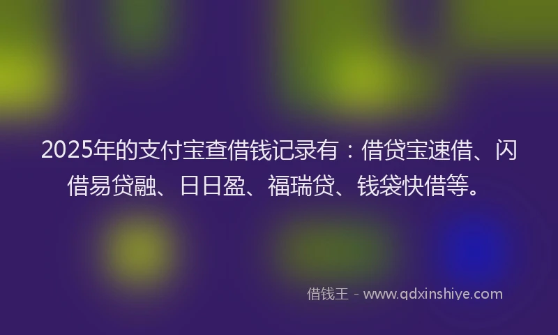 2025年的支付宝查借钱记录有：借贷宝速借、闪借易贷融、日日盈、福瑞贷、钱袋快借等。