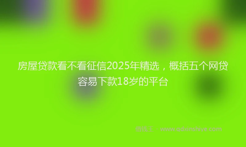 房屋贷款看不看征信2025年精选，概括五个网贷容易下款18岁的平台