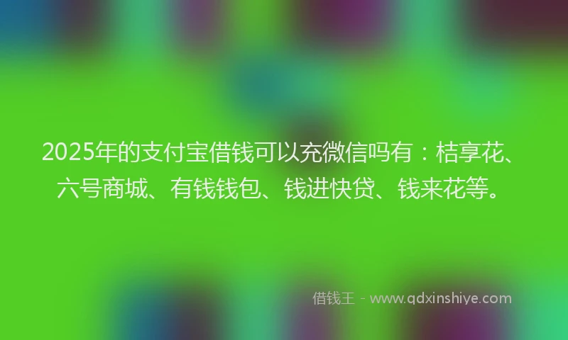 2025年的支付宝借钱可以充微信吗有：桔享花、六号商城、有钱钱包、钱进快贷、钱来花等。