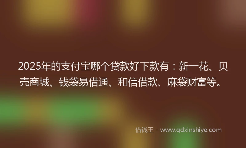 2025年的支付宝哪个贷款好下款有：新一花、贝壳商城、钱袋易借通、和信借款、麻袋财富等。