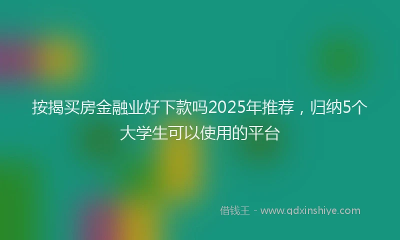 按揭买房金融业好下款吗2025年推荐，归纳5个大学生可以使用的平台