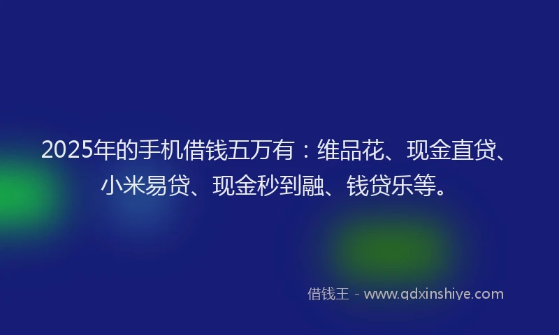 2025年的手机借钱五万有：维品花、现金直贷、小米易贷、现金秒到融、钱贷乐等。