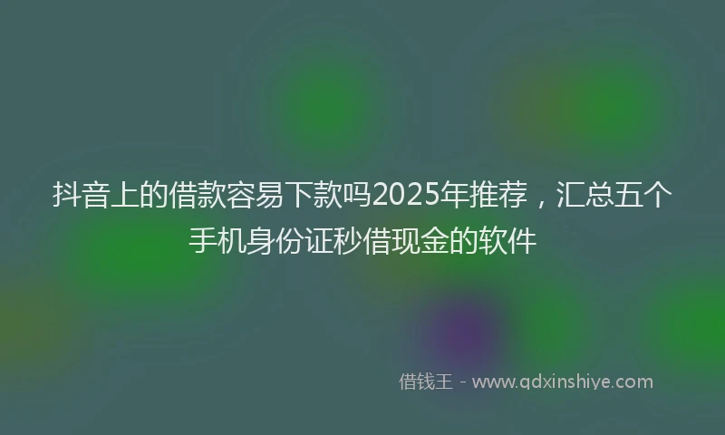 抖音上的借款容易下款吗2025年推荐，汇总五个手机身份证秒借现金的软件