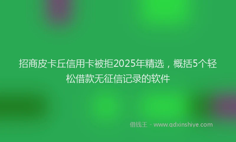 招商皮卡丘信用卡被拒2025年精选，概括5个轻松借款无征信记录的软件