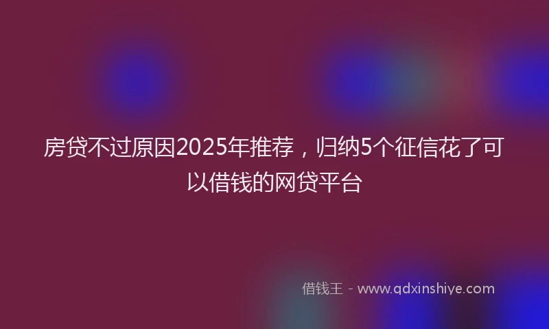 房贷不过原因2025年推荐，归纳5个征信花了可以借钱的网贷平台