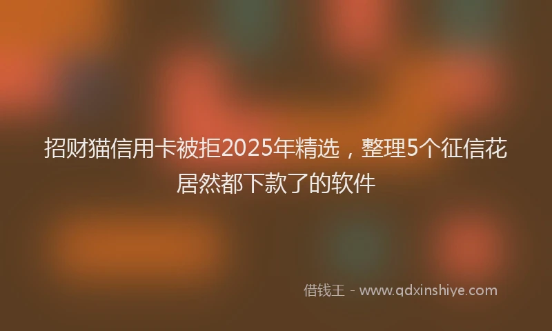 招财猫信用卡被拒2025年精选，整理5个征信花居然都下款了的软件