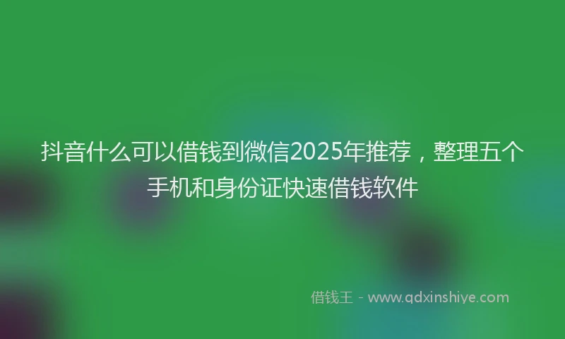 抖音什么可以借钱到微信2025年推荐，整理五个手机和身份证快速借钱软件