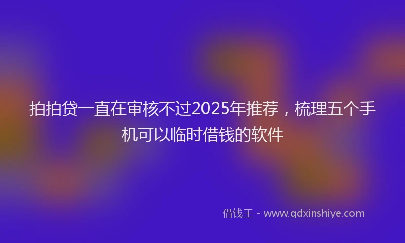 拍拍贷一直在审核不过2025年推荐，梳理五个手机可以临时借钱的软件