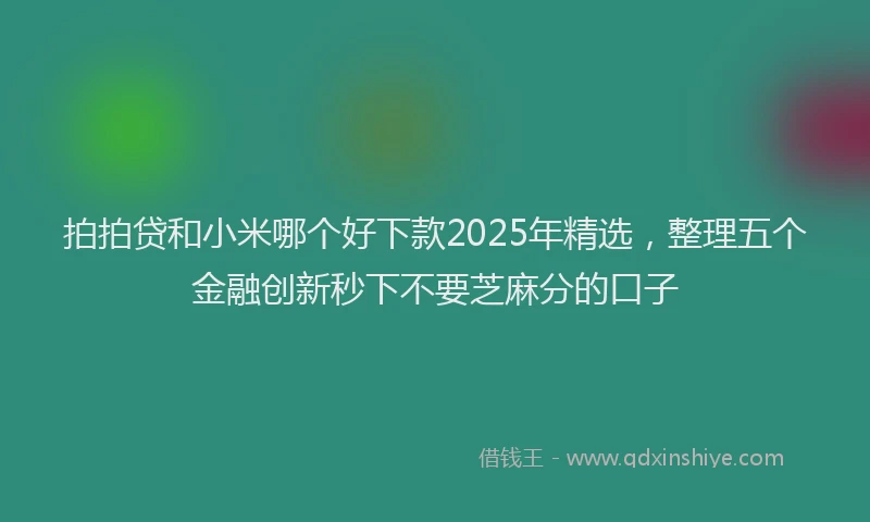 拍拍贷和小米哪个好下款2025年精选，整理五个金融创新秒下不要芝麻分的口子