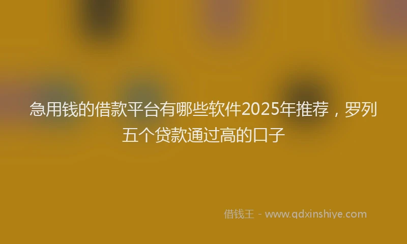 急用钱的借款平台有哪些软件2025年推荐，罗列五个贷款通过高的口子