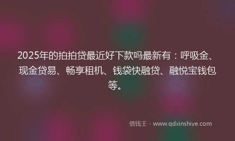 2025年的拍拍贷最近好下款吗最新有：呼吸金、现金贷易、畅享租机、钱袋快融贷、融悦宝钱包等。