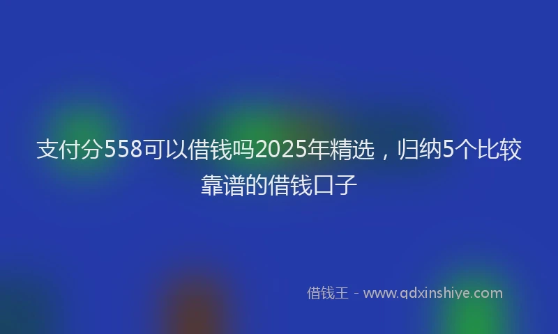 支付分558可以借钱吗2025年精选，归纳5个比较靠谱的借钱口子