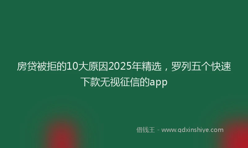 房贷被拒的10大原因2025年精选，罗列五个快速下款无视征信的app