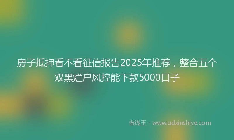 房子抵押看不看征信报告2025年推荐，整合五个双黑烂户风控能下款5000口子