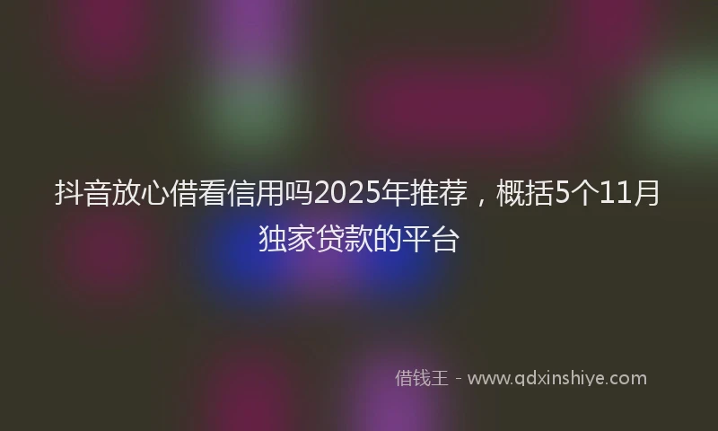 抖音放心借看信用吗2025年推荐，概括5个11月独家贷款的平台