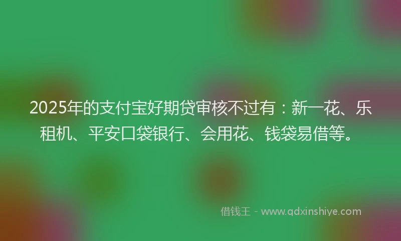 2025年的支付宝好期贷审核不过有：新一花、乐租机、平安口袋银行、会用花、钱袋易借等。