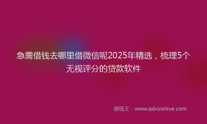 急需借钱去哪里借微信呢2025年精选，梳理5个无视评分的贷款软件