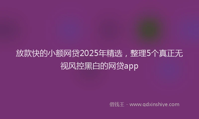 放款快的小额网贷2025年精选，整理5个真正无视风控黑白的网贷app