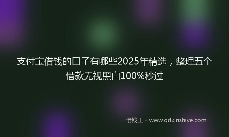 支付宝借钱的口子有哪些2025年精选，整理五个借款无视黑白100%秒过