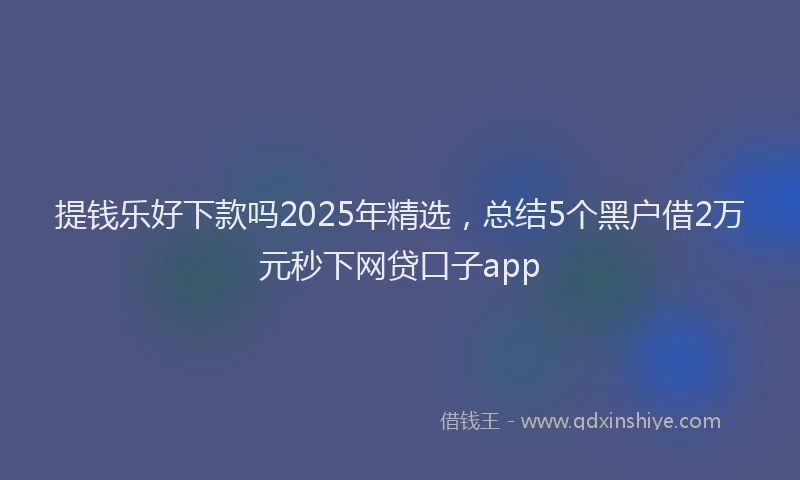 提钱乐好下款吗2025年精选，总结5个黑户借2万元秒下网贷口子app