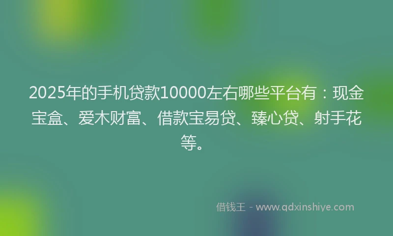 2025年的手机贷款10000左右哪些平台有：现金宝盒、爱木财富、借款宝易贷、臻心贷、射手花等。