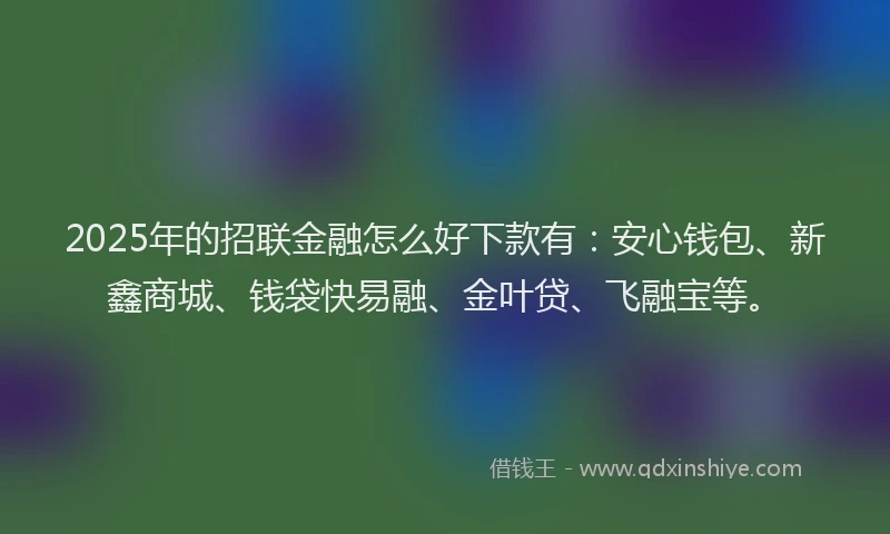 2025年的招联金融怎么好下款有：安心钱包、新鑫商城、钱袋快易融、金叶贷、飞融宝等。