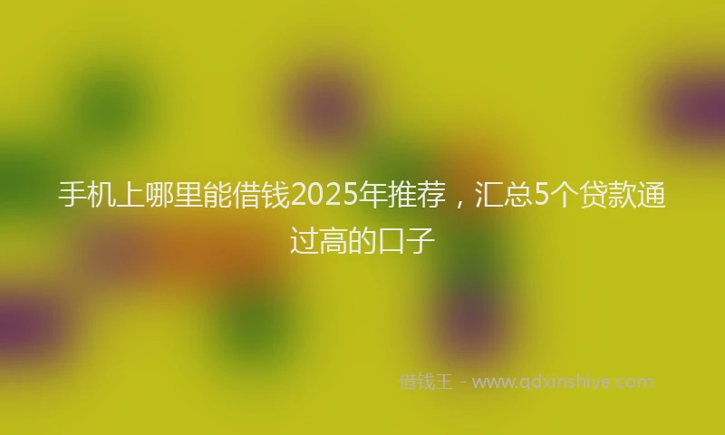 手机上哪里能借钱2025年推荐，汇总5个贷款通过高的口子